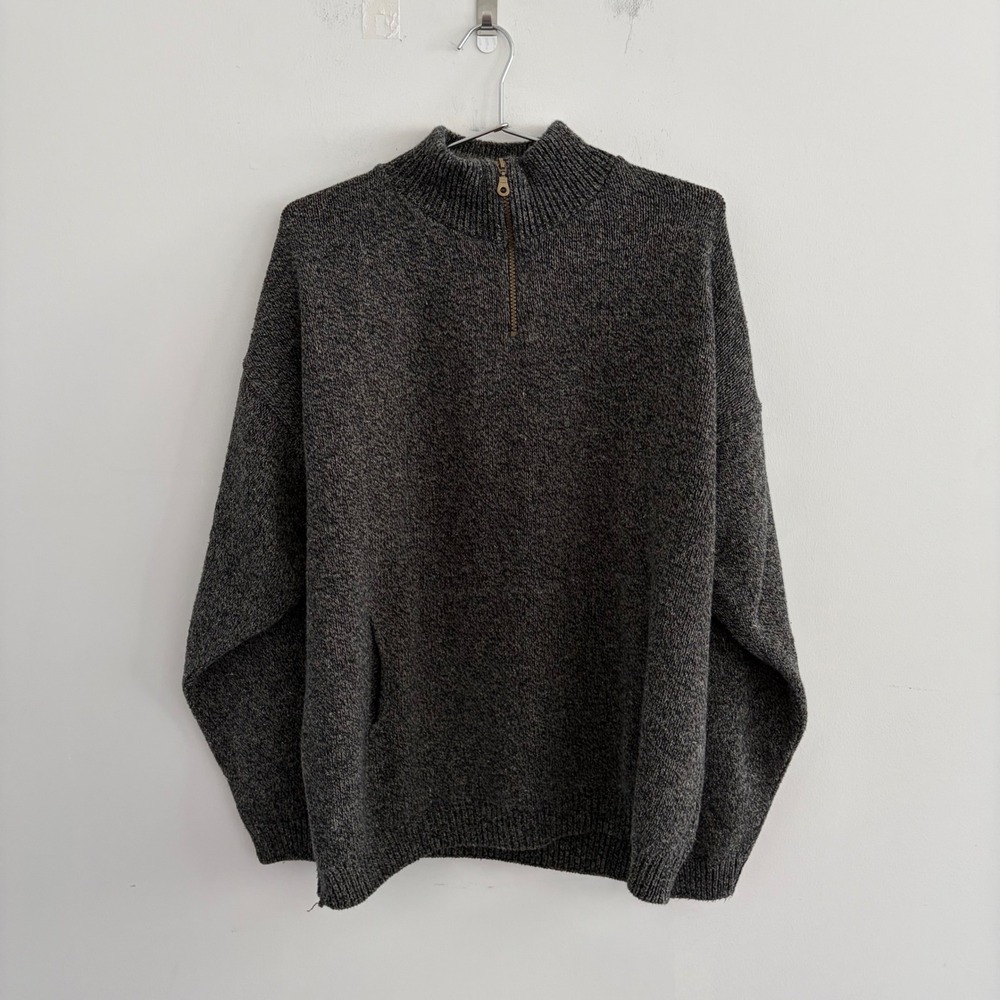 Liberty Sweaters Mens XXL Gray Marl 1/4 Zip Pullover Cotton Blend USA Made
